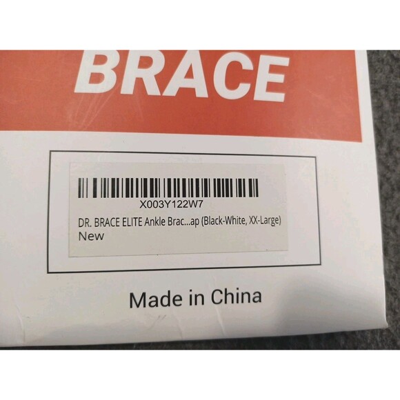 DR. BRACE Padded Ankle Brace w/ Strap "Sport Performance" Black & White XXL - Picture 3 of 3